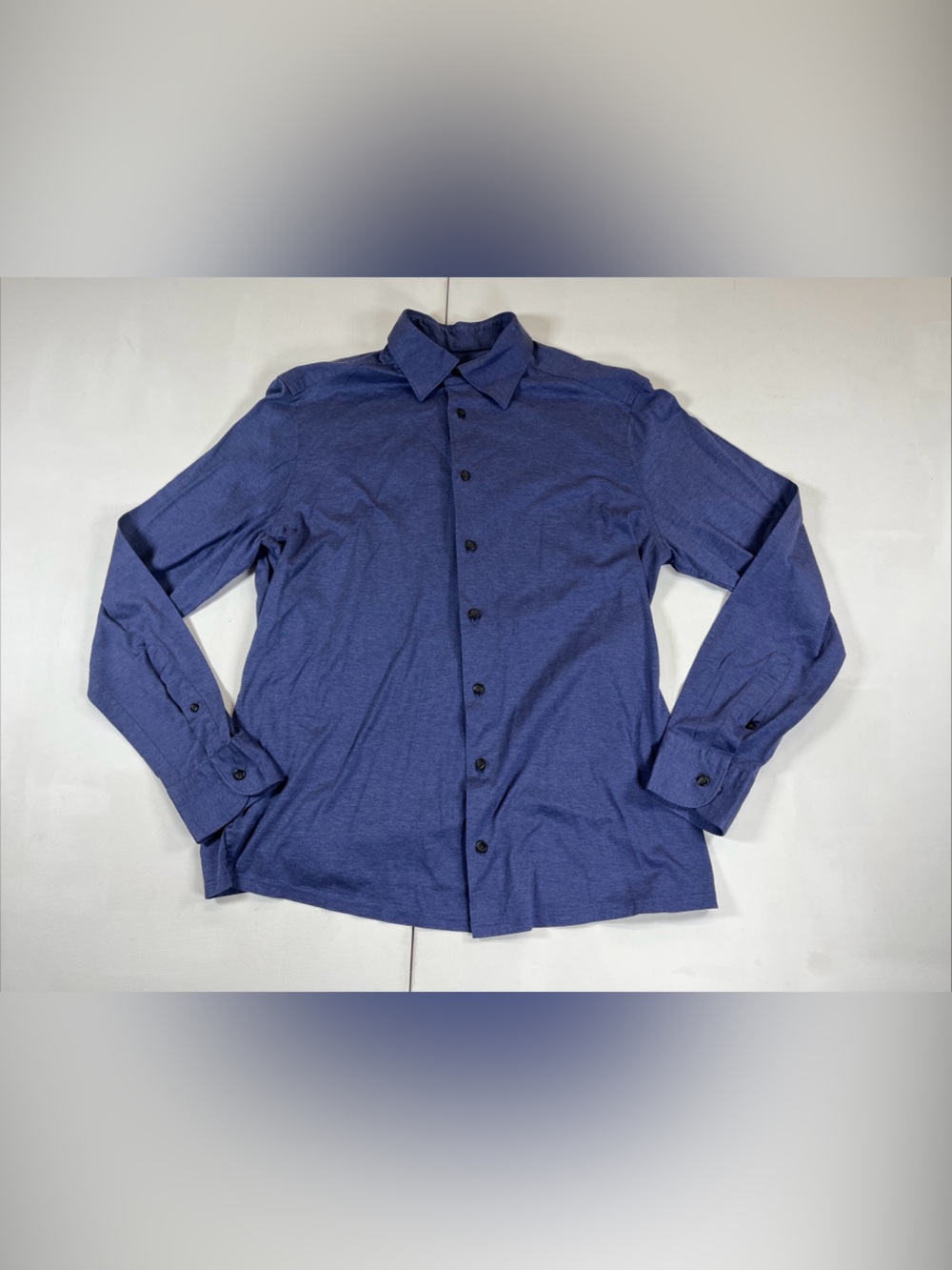 Eton Contemporary 100% Cotton Jersey Button Shirt Stretch Casual Blue Men’s L